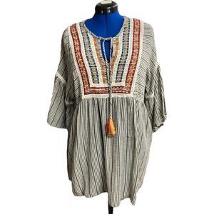 SWEET MAGNOLIA Women’s Top Size‎ XL Gray & White Striped